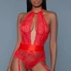 COAXcopenhagen.com Red Suspender Bodysuit - Notice Me
