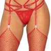 COAXcopenhagen.com LINGERIE Red Cage-strap Garter Belt With Rhinestones