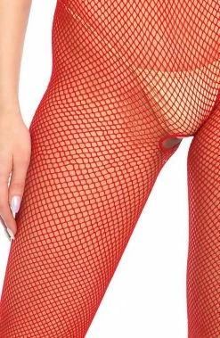 COAXcopenhagen2 Red Crotchless Fishnet Bodystocking - Red Romance LINGERIE