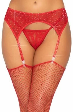 COAXcopenhagen.com Red Garter Belt With Rhinestones LINGERIE