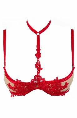 COAXcopenhagen.com Beige Shelf Bra With Red Lace - ATTENDANCE LINGERIE