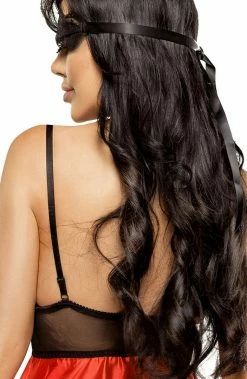 COAXcopenhagen.com Red Satin Chemise & Blindfold - Neve LINGERIE