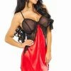 COAXcopenhagen.com Red Satin Chemise With Lace - Maya