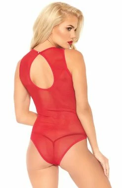 COAXcopenhagen2 LINGERIE Red Velvet Bodysuit - Red Glam