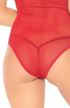 COAXcopenhagen2 LINGERIE Red Velvet Bodysuit - Red Glam