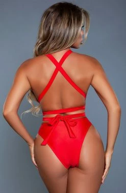 COAXcopenhagen.com Red Swimsuit With Belt - Vacay Mood