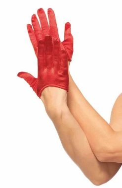 COAXcopenhagen2 ACCESSORIES Red Mini Cropped Satin Gloves