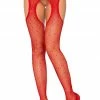 COAXcopenhagen.com Red Crystalized Fishnet Suspender Pantyhose HOSIERY