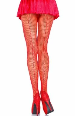 COAXcopenhagen2 Red Fishnet Tights With Back Seam