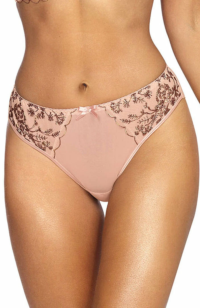 COAXcopenhagen.com Pink Brief Panty With Rose Gold Embroidery - AFFECTION