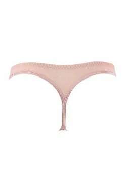 COAXcopenhagen.com LINGERIE Pink Thong With Rose Gold Embroidery - AFFECTION