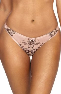 COAXcopenhagen.com LINGERIE Pink Thong With Rose Gold Embroidery - AFFECTION