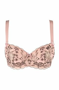 COAXcopenhagen.com Pink Push-up Bra With Rose Gold Embroidery - AFFECTION