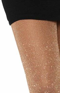 COAXcopenhagen2 HOSIERY Rose Gold Pantyhose With Glitter