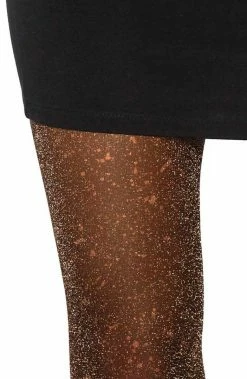 COAXcopenhagen2 HOSIERY Rose Copper Pantyhose With Glitter