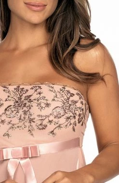 COAXcopenhagen.com LINGERIE Pink Chemise & String With Rose Gold Embroidery - HARMONY