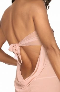 COAXcopenhagen.com LINGERIE Pink Chemise & String With Rose Gold Embroidery - HARMONY