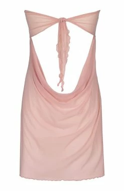 COAXcopenhagen.com LINGERIE Pink Chemise & String With Rose Gold Embroidery - HARMONY