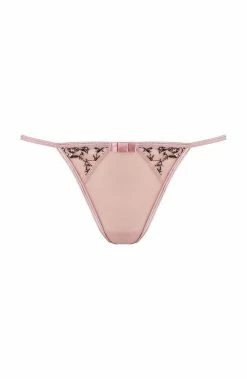 COAXcopenhagen.com LINGERIE Pink Chemise & String With Rose Gold Embroidery - HARMONY