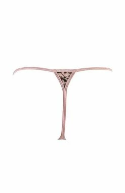 COAXcopenhagen.com LINGERIE Pink Chemise & String With Rose Gold Embroidery - HARMONY