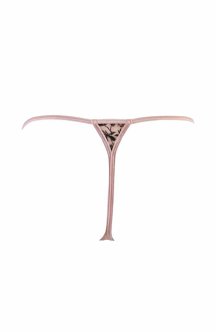 COAXcopenhagen.com LINGERIE Pink Chemise & String With Rose Gold Embroidery - HARMONY