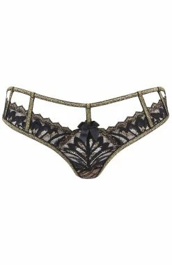 COAXcopenhagen.com LINGERIE Black Thong With Gold Shimmer - Glowing Love