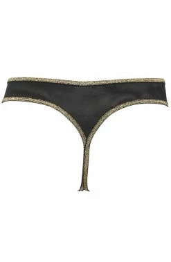 COAXcopenhagen.com LINGERIE Black Thong With Gold Shimmer - Glowing Love