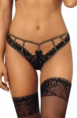 COAXcopenhagen.com LINGERIE Black Thong With Gold Shimmer - Glowing Love
