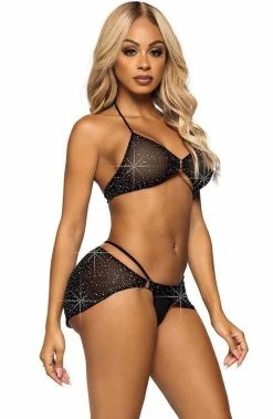 COAXcopenhagen.com Sheer Black Top & Sarong With Rhinestones - Look At Me