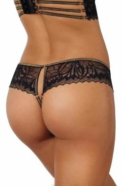 COAXcopenhagen.com Black Thong With Gold Shimmer - Sparkling Summer