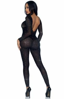 COAXcopenhagen.com Sheer Black Rhinestone Catsuit
