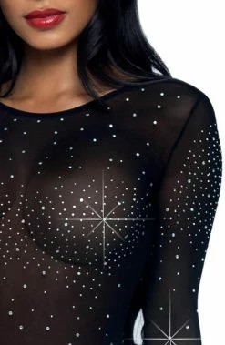 COAXcopenhagen.com Sheer Black Rhinestone Catsuit