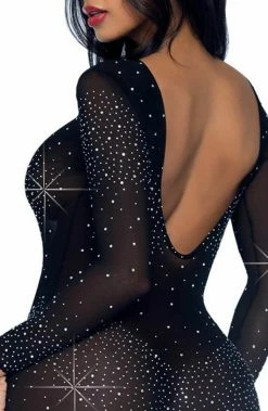 COAXcopenhagen.com Sheer Black Rhinestone Catsuit