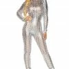 COAXcopenhagen.com Laser Cut Metallic Silver Catsuit - Spaced Out COSTUMES