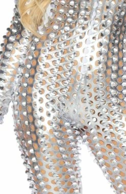 COAXcopenhagen.com Laser Cut Metallic Silver Catsuit - Spaced Out COSTUMES