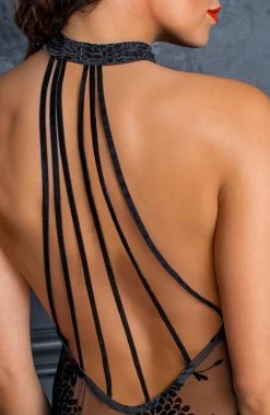 COAXcopenhagen.com Lingerie Dress Sheer Black Pencil Dress With Flock Embroidery - Slave 4 U