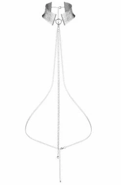 COAXcopenhagen.com Silver Metallic Choker With Silver Body Harness Chain Body Jewelry