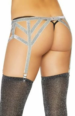 COAXcopenhagen2 Silver Garter Belt With Shimmer
