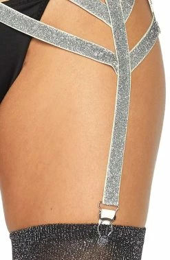 COAXcopenhagen2 Silver Garter Belt With Shimmer