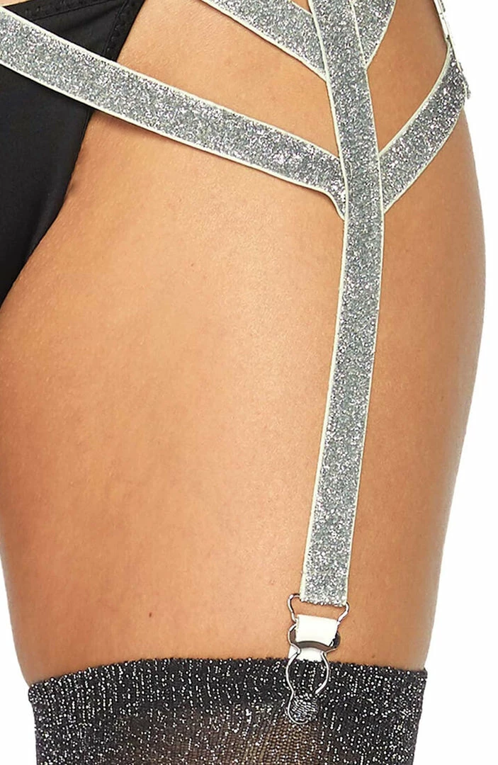 COAXcopenhagen2 Silver Garter Belt With Shimmer