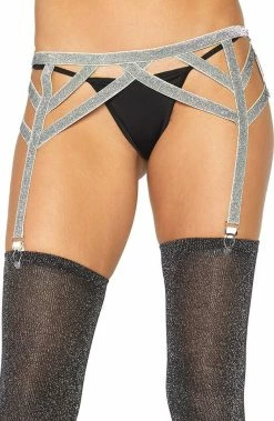 COAXcopenhagen2 Silver Garter Belt With Shimmer