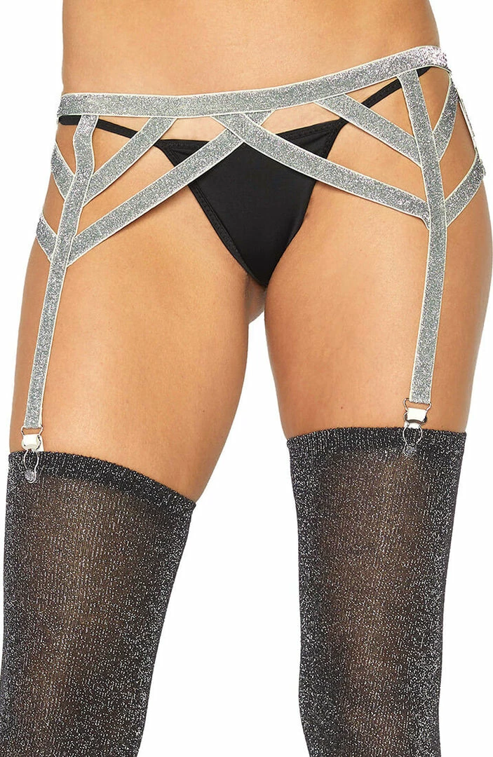 COAXcopenhagen2 Silver Garter Belt With Shimmer
