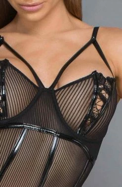 COAXcopenhagen.com The COAX Fetish Black PVC & Mesh Catsuit - Take A Stand