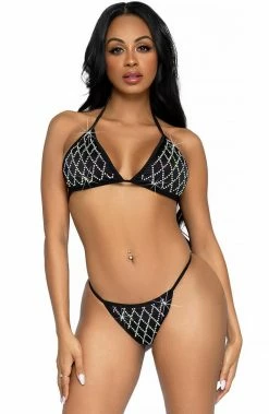 COAXcopenhagen.com Black Diamond Pattern Rhinestone Bikini - Poolside OG SWIMWEAR