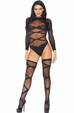 COAXcopenhagen2 Black Bodysuit & Thigh Highs - Shape Me LINGERIE