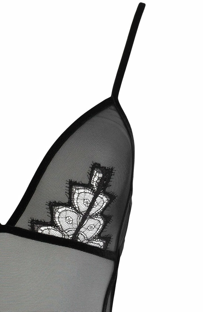 COAXcopenhagen2 LINGERIE Black Bodysuit With Pearl String - Kyoto Body