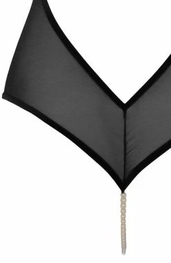 COAXcopenhagen2 LINGERIE Black Bodysuit With Pearl String - Kyoto Body