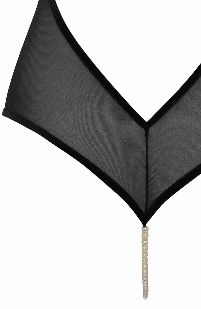 COAXcopenhagen2 LINGERIE Black Bodysuit With Pearl String - Kyoto Body