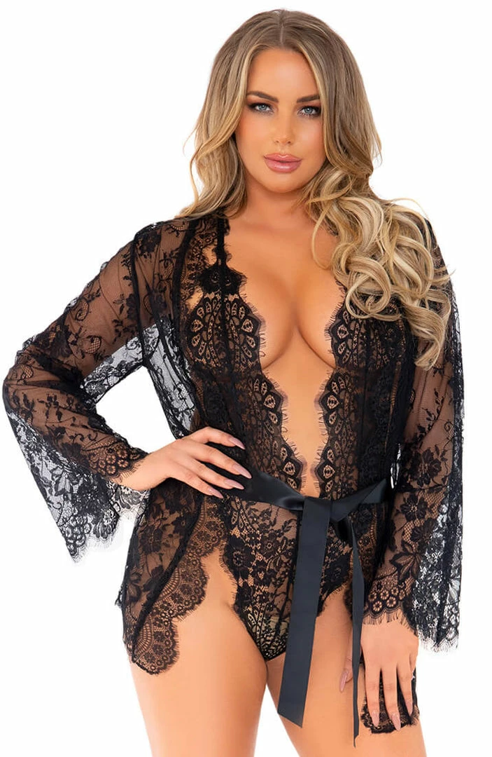 COAXcopenhagen.com Black Bodysuit & Robe - Part-Time Lover LINGERIE