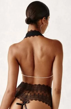 COAXcopenhagen.com Black Bralette With Pearls - Geneva Bra LINGERIE